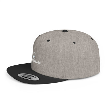Snapback Hat — Ash & Halo Logo Flat Bill Cap